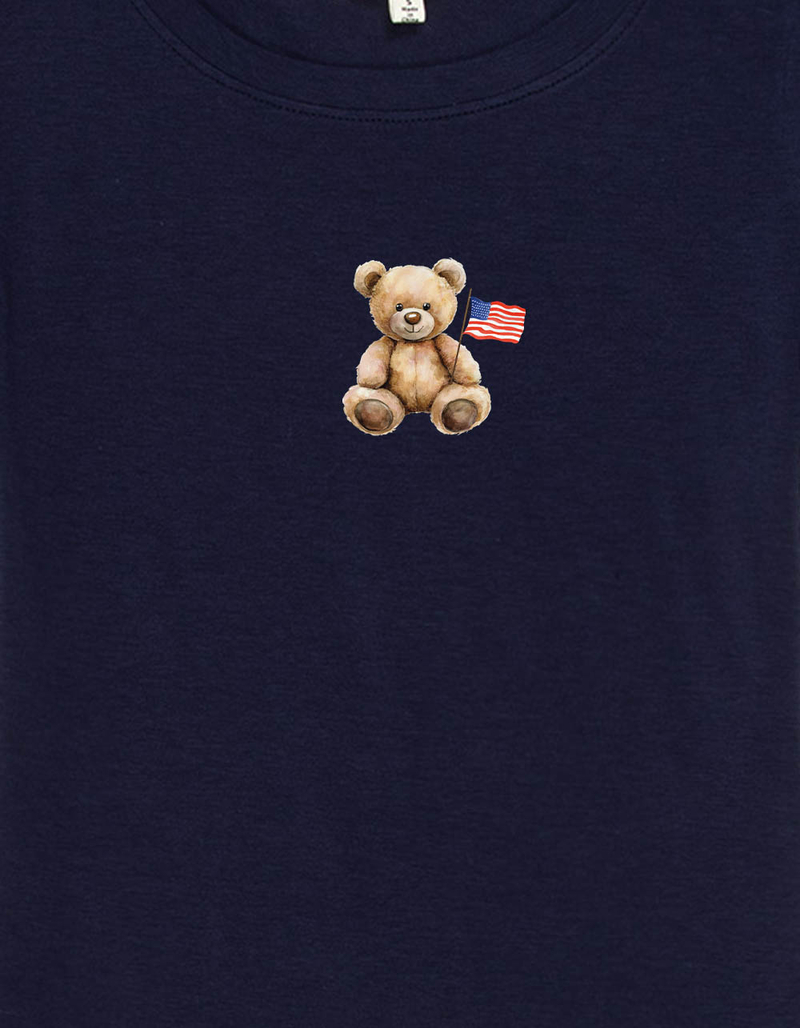 BEAR Teddy Flag Womens Baby Tee image number 2