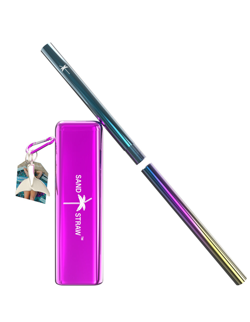 SAND STRAW Rainbow Whale Collapsible Straw image number 1