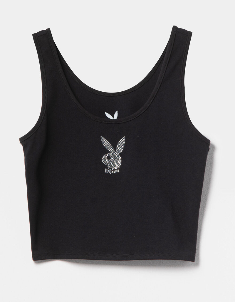 PLAYBOY Rhinestone Bunny Womens Tank Top image number 3