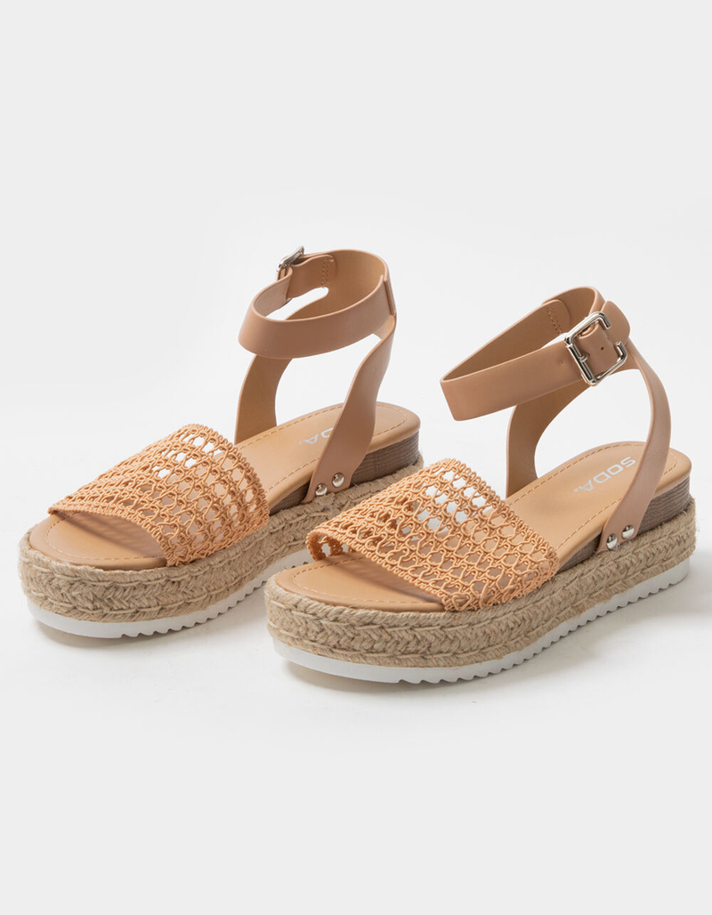 SODA Crochet Strap Womens Flatform Sandals image number 0