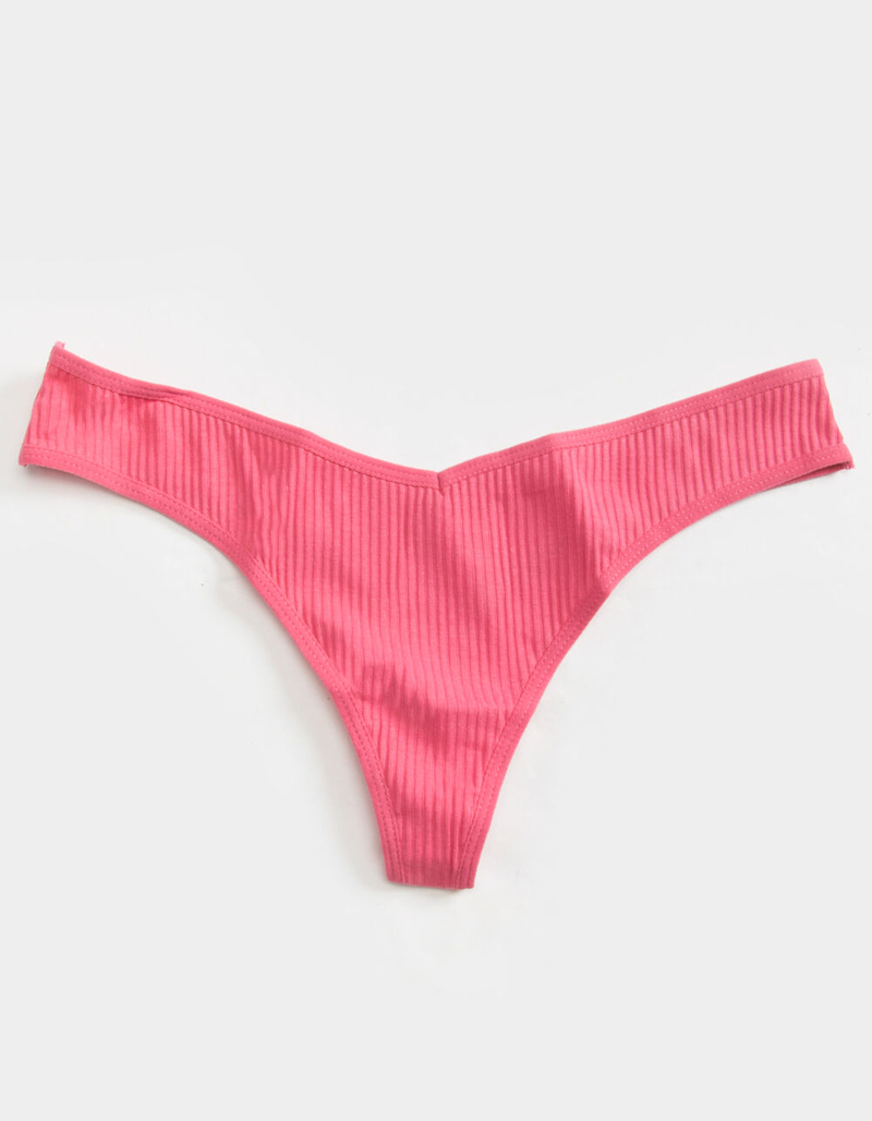 FULL TILT V Rib Hot Pink Thong image number 0