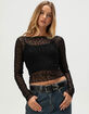 FULL TILT Flocked Dot Open Back Womens Long Sleeve Mesh Top image number 1
