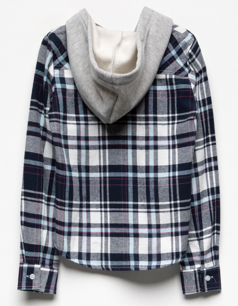 DESTINED Hooded Navy Girls Flannel Shirt image number 1