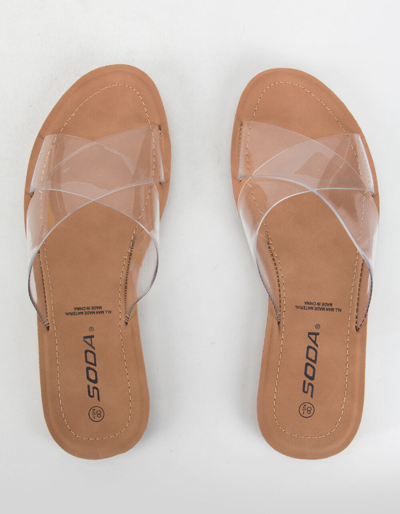 SODA Crisscross Womens Clear Slide Sandals image number 4