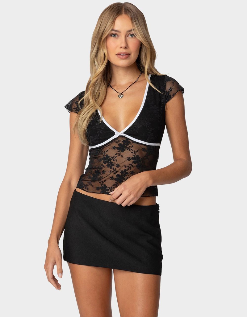 EDIKTED Avi Sheer Lace Top image number 0