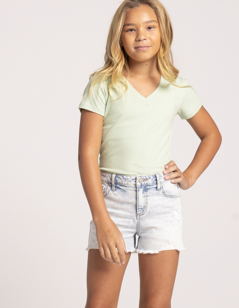 RSQ Vintage High Rise Destructed Girls Denim Shorts image number 7