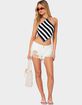 EDIKTED Matilda Low Rise Distressed Denim Shorts image number 2