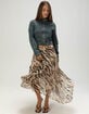 WEST OF MELROSE Asymmetric Animal Print Womens Midi Skirt image number 2
