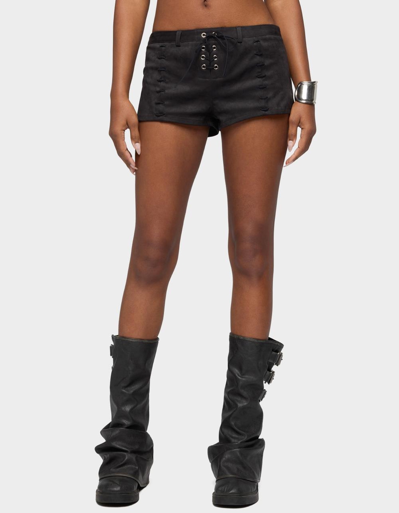 EDIKTED Sloane Faux Suede Micro Shorts image number 0