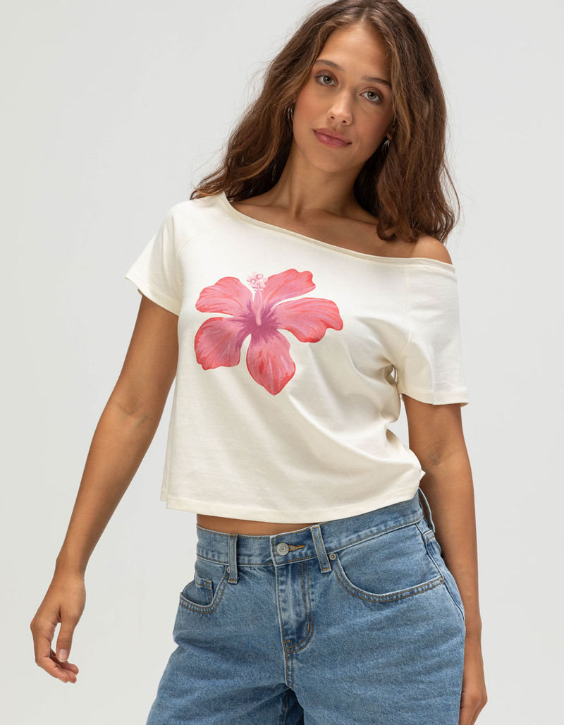 FULL TILT Hibiscus Womens Off The Shoulder Top image number 0