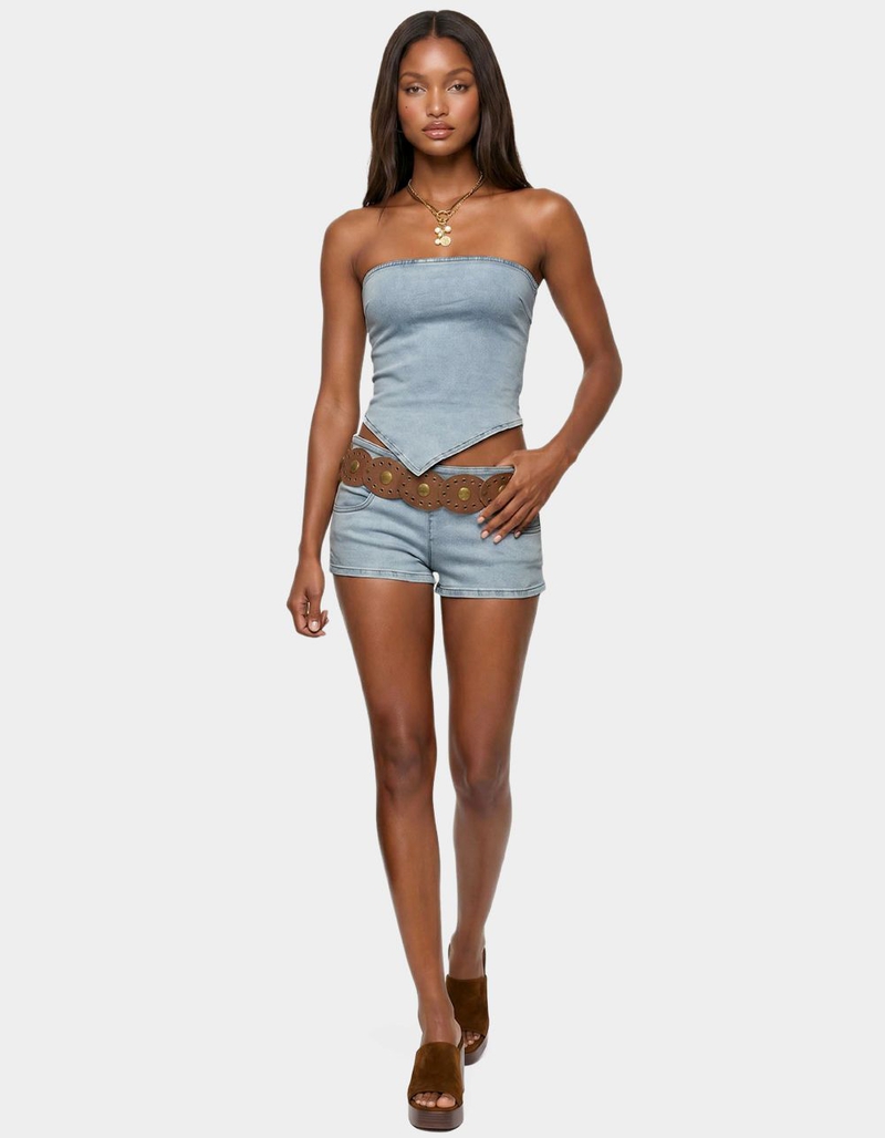 EDIKTED Zaida Stretchy Denim Micro Shorts image number 3
