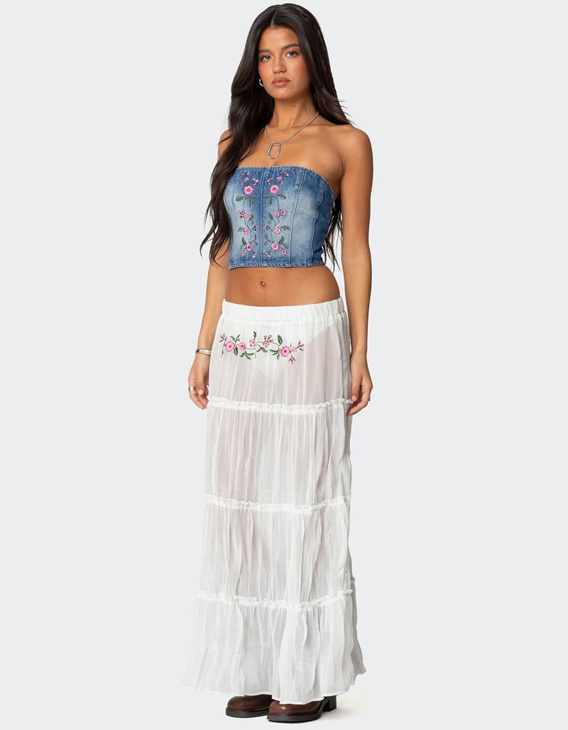 ODDI Full Size Printed Tiered Maxi Skirt