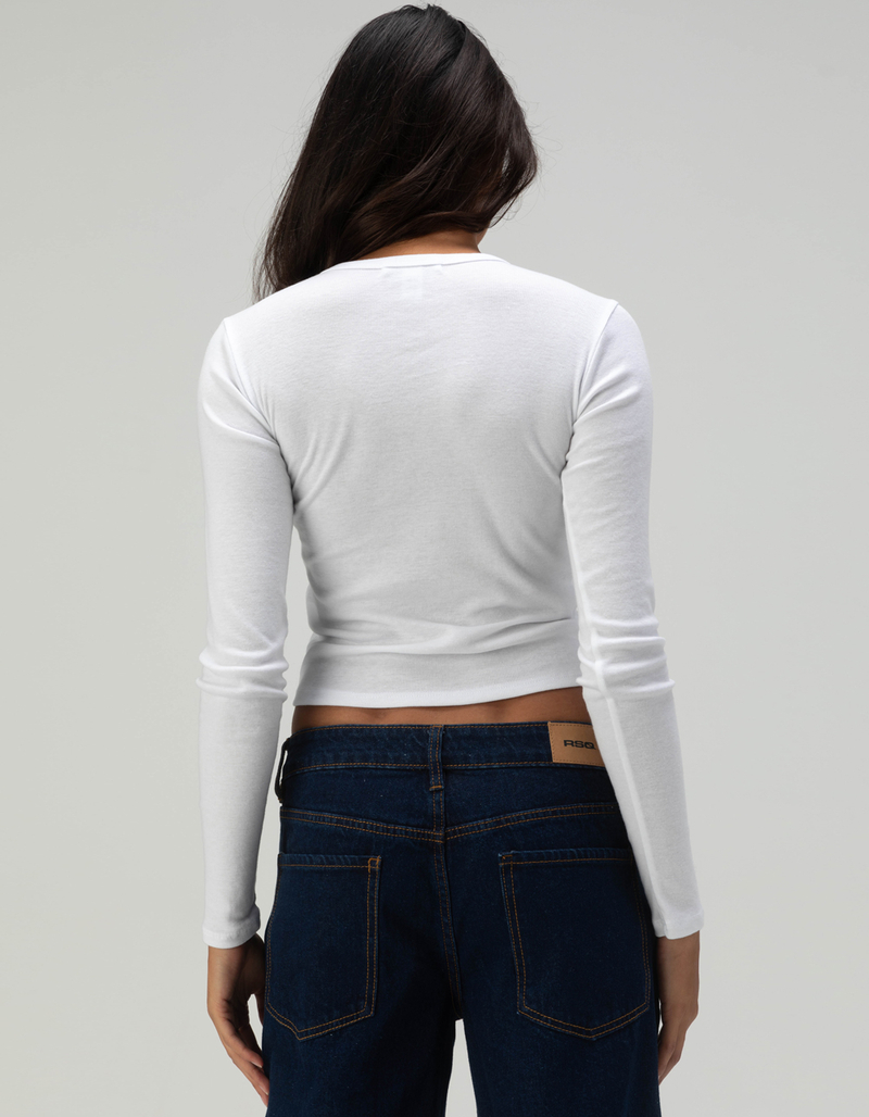 RSQ Womens 8-Ball Long Sleeve Baby Tee image number 3