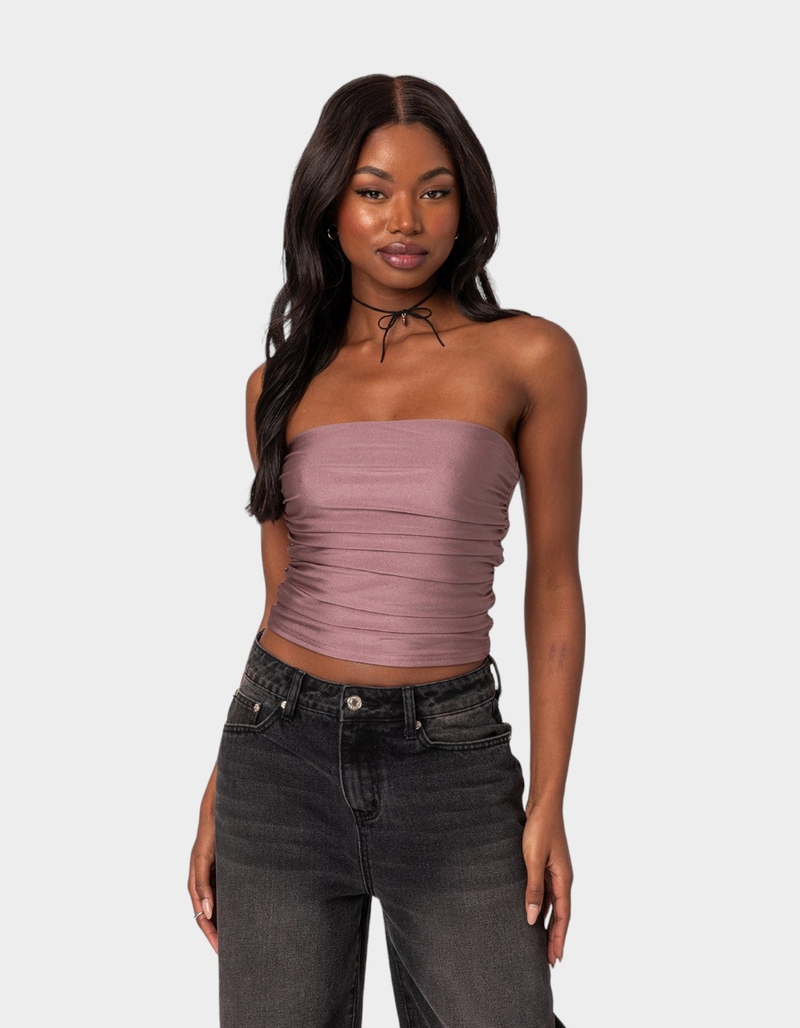 EDIKTED Maxeen Shiny Gathered Tube Top image number 0