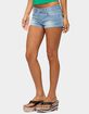 EDIKTED Whitlie Contrast Stitch Denim Micro Shorts image number 2