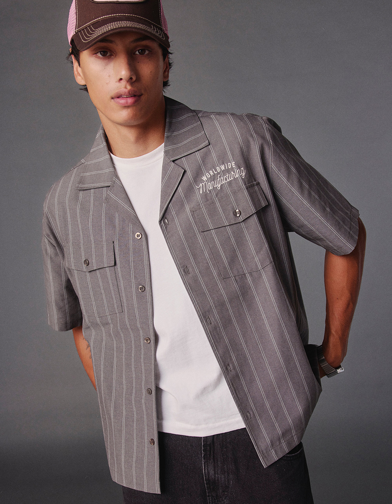 RSQ Mens Embroidered Stripe Button Up Shirt image number 0