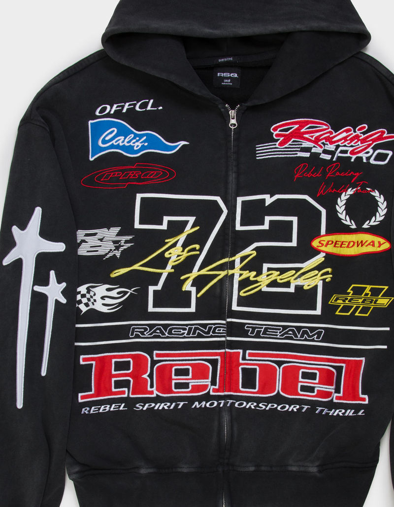 RSQ Mens Moto Oversized Zip-Up Hoodie image number 1