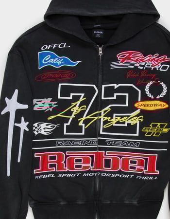 RSQ Mens Moto Oversized Zip-Up Hoodie Alternative Image