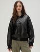 BDG Urban Outfitters Leon Womens Faux Leather Bomber Jacket image number 1