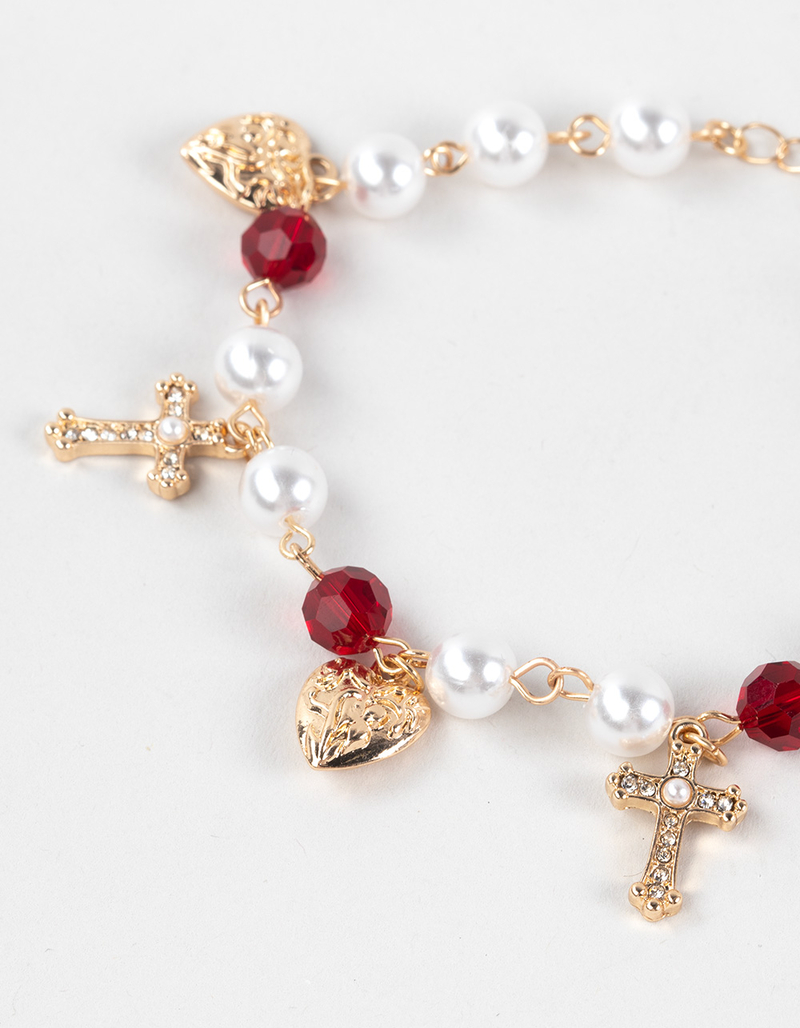 FULL TILT Cross/Pearl Charm Bracelet image number 2