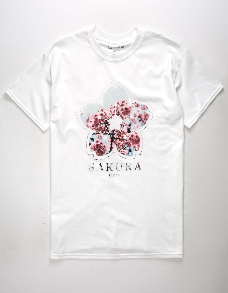 LA FAMILIA Sakura White Mens T-Shirt image number 0