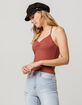 SKY AND SPARROW Ribbed Cinch Front Womens Halter Top image number 3