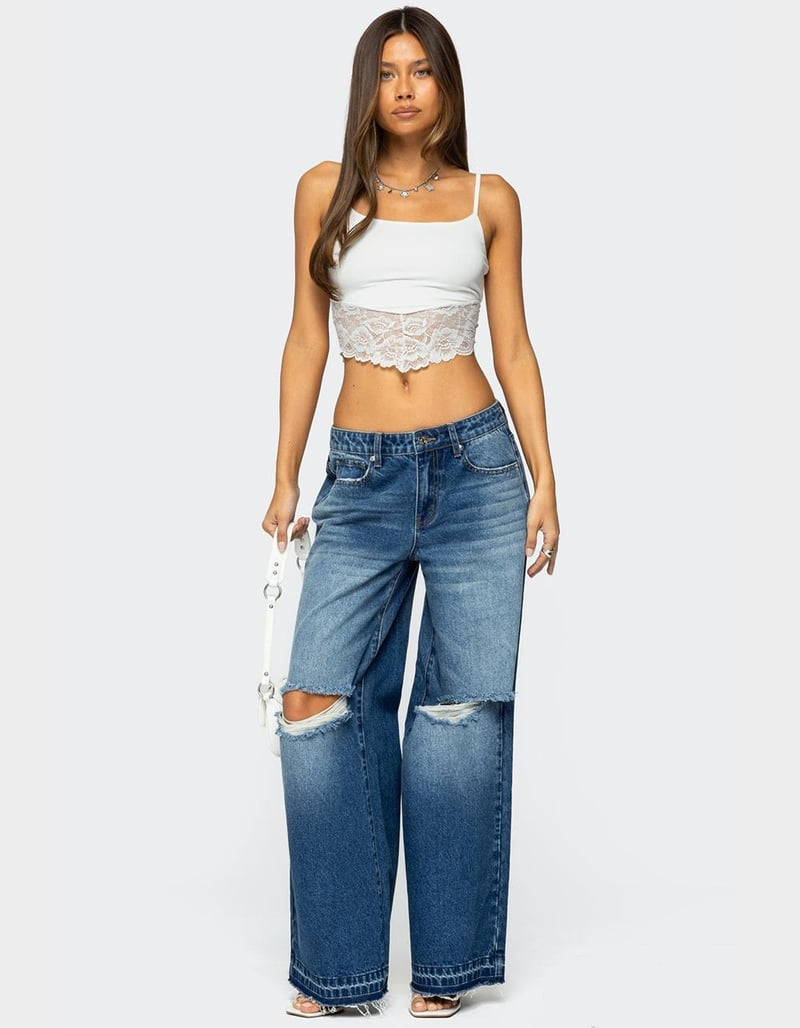 EDIKTED Mylah Lacey Asymmetric Tank Top image number 1