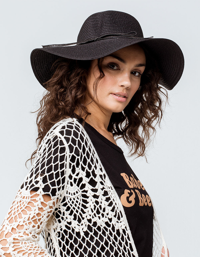 Classic Floppy Black Womens Hat image number 2