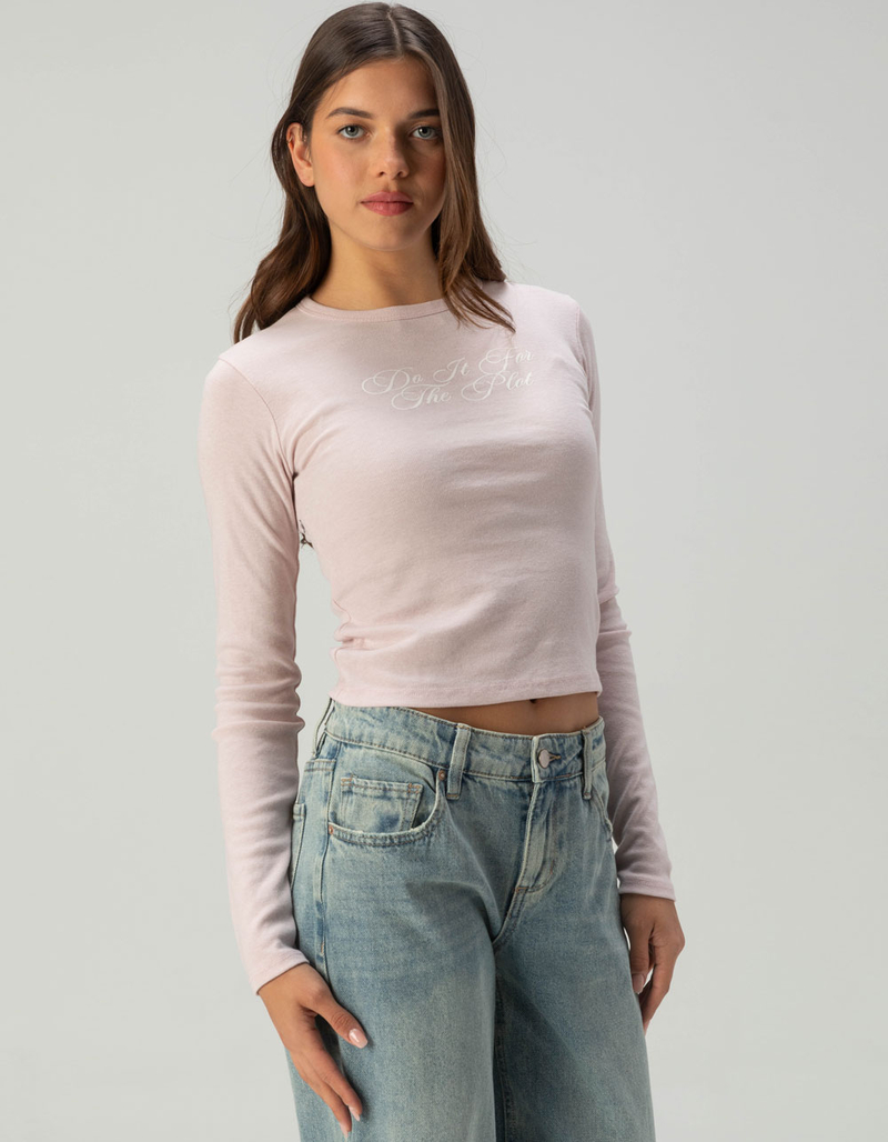 RSQ Womens Do It For The Plot Long Sleeve Baby Tee image number 2