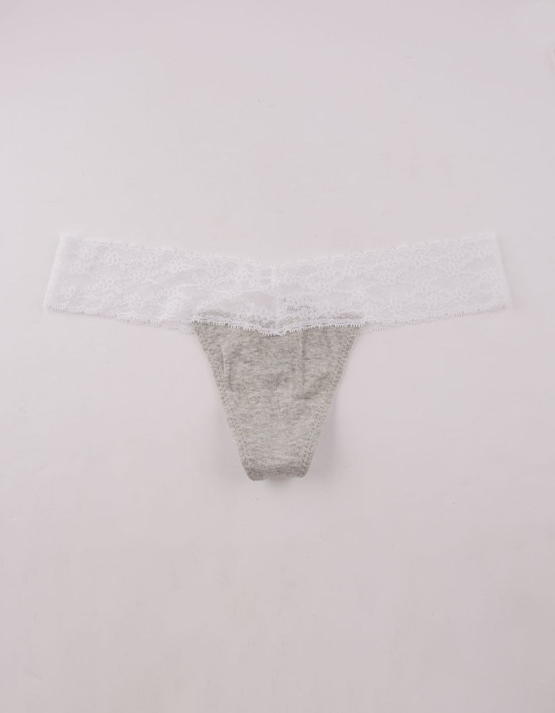 FULL TILT Lace Trimmed Heather Gray Thong image number 0