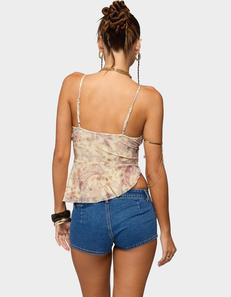 EDIKTED Paisley Asymmetric Ruched Wrap Top image number 2