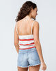 SKY AND SPARROW Stripe Tie Front Rust Womens Crop Tank Top image number 3