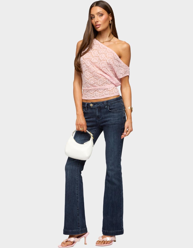 EDIKTED Kessa Sheer Lace Off Shoulder Top image number 4