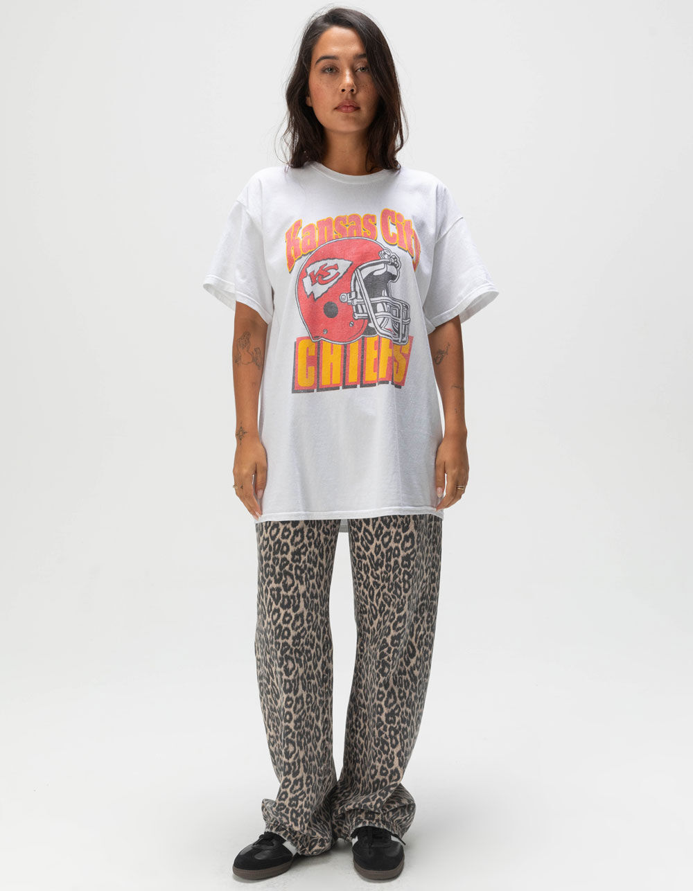 JUNK FOOD Kansas City Chiefs Throwback Womens Oversized Tee