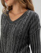 RSQ Womens Washed Cable Knit V-Neck Sweater image number 5