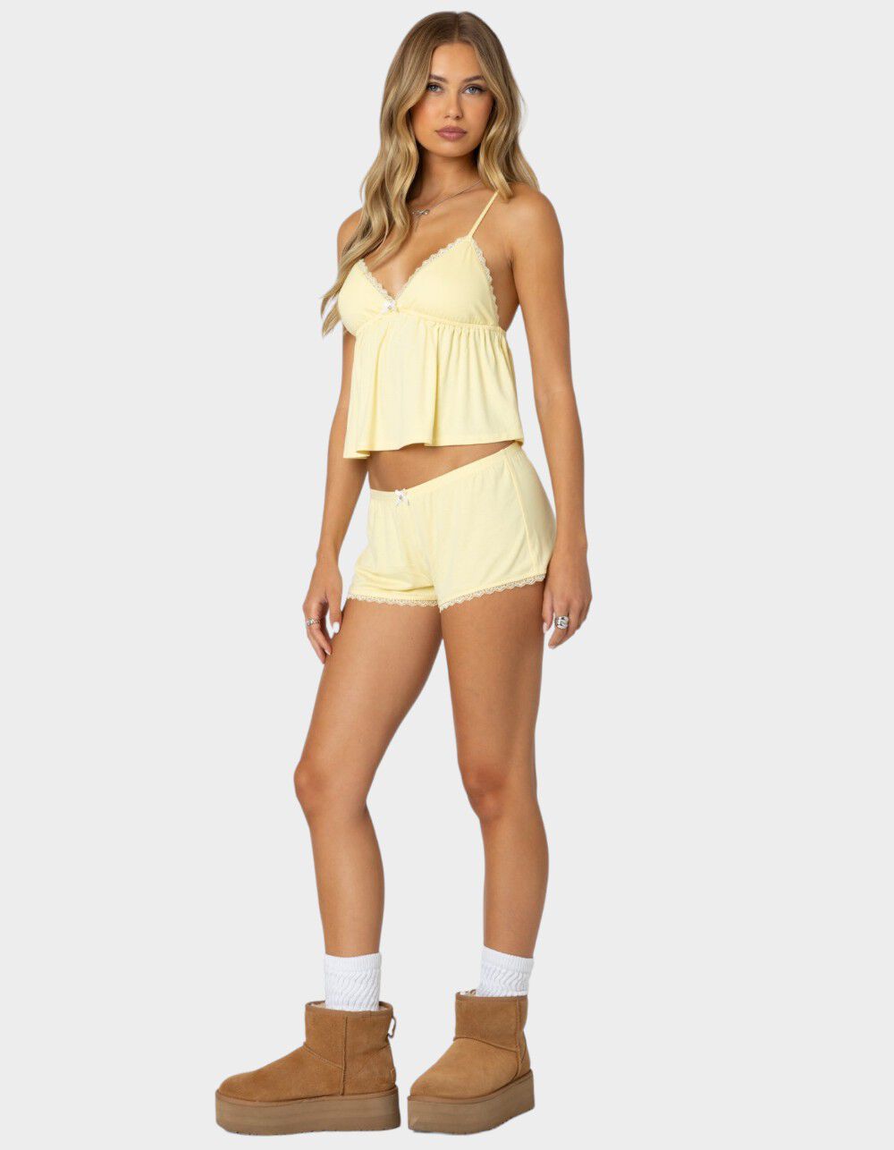 EDIKTED Buffy Babydoll Tank Top - YELLOW | Tillys
