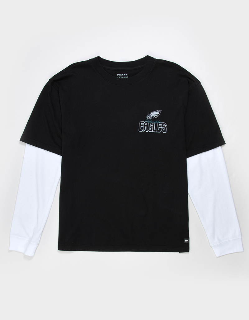 THE WILD COLLECTIVE Philadelphia Eagles Mens Long Sleeve Boxy 2fer Tee image number 1