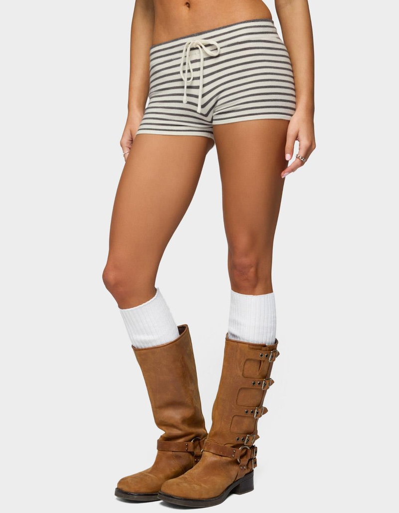 EDIKTED Lillian Striped Knit Shorts image number 1