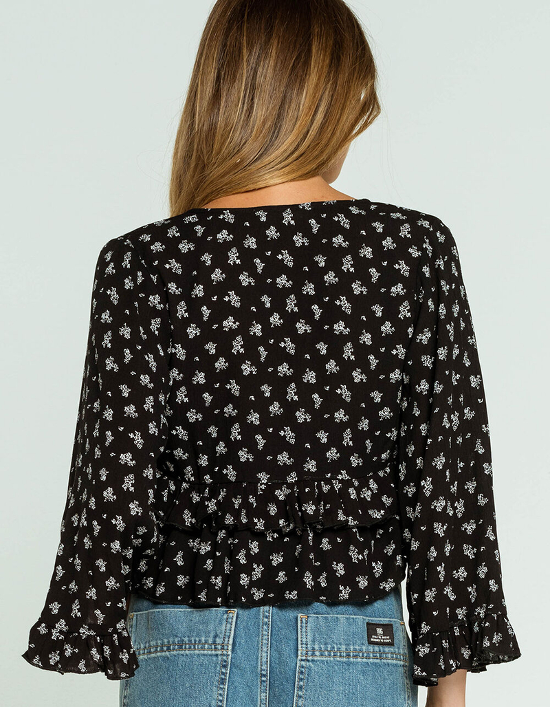 NIKKI & ERIN Ditsy Tiered Ruffle Womens Babydoll Top image number 2