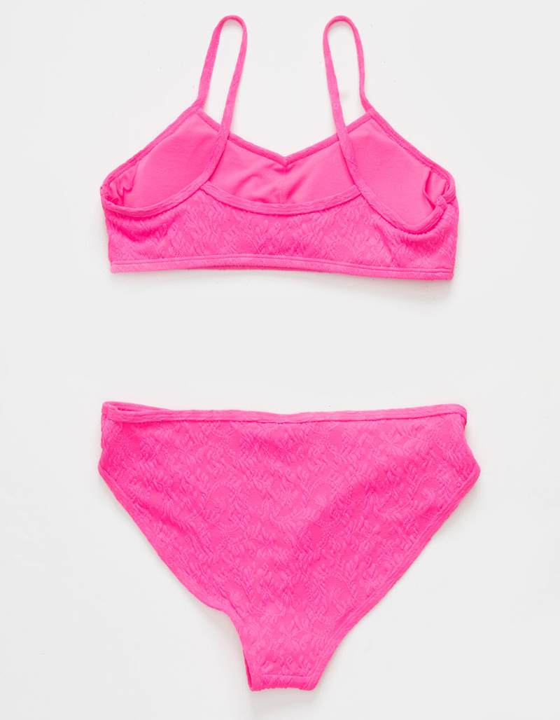 FULL TILT Textured Girls Hot Pink Bikini Set image number 1