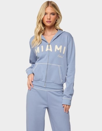 EDIKTED Miami Babe Zip Up Hoodie Primary Image