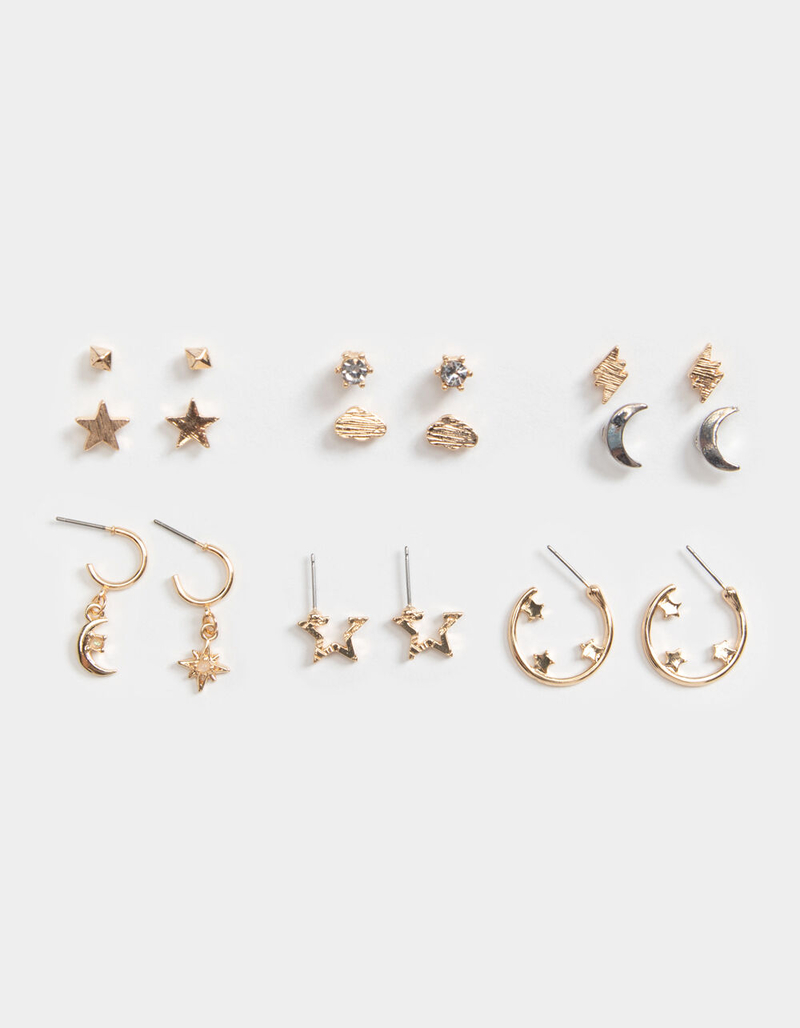 FULL TILT 9 Pair Cloud/Hoop/Star Earring Set image number 0