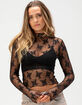 FULL TILT Womens Lace Long Sleeve Tee image number 1