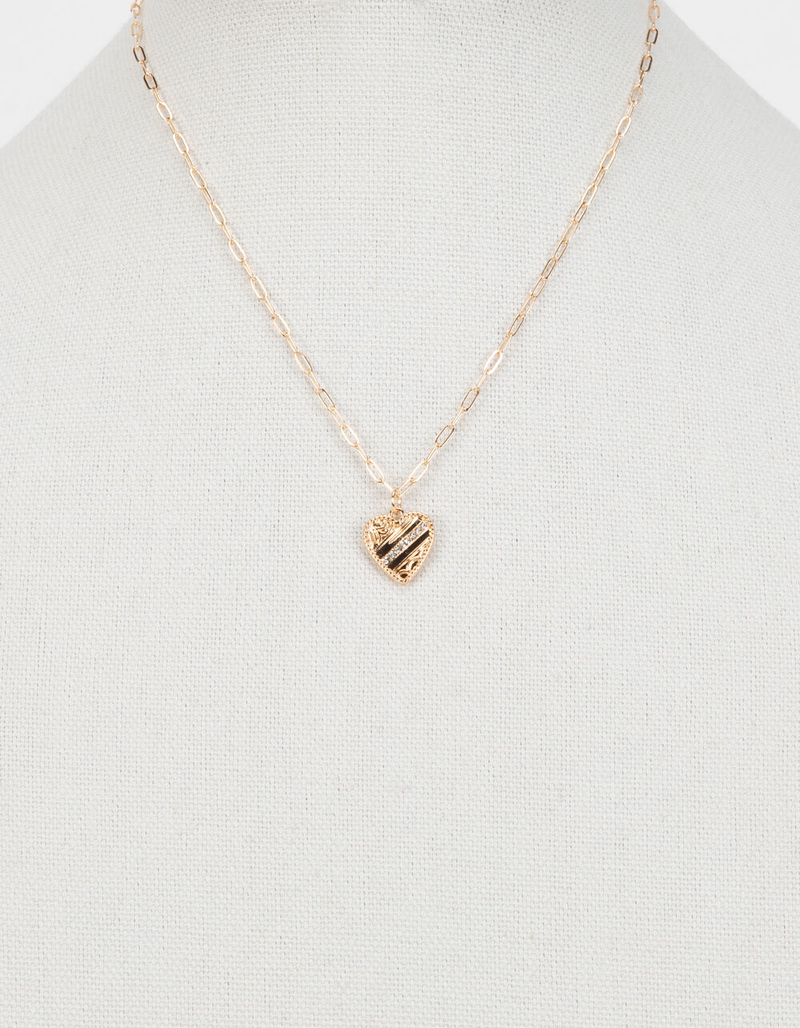 FULL TILT Heart Rhinestone Pendant Necklace image number 3