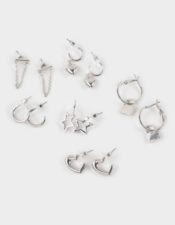 FULL TILT 6 Pack Cross/Lock/Star Hoop Earrings Primary Image