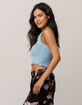 IVY & MAIN Smocked Light Blue Womens Halter Top image number 3