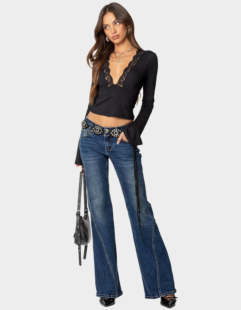 EDIKTED Tina Lacey Plunge Neck Top image number 1