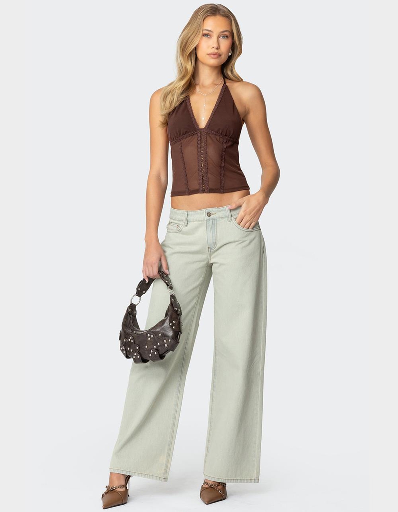 EDIKTED Lucie Lacey Mesh Halter Top image number 1