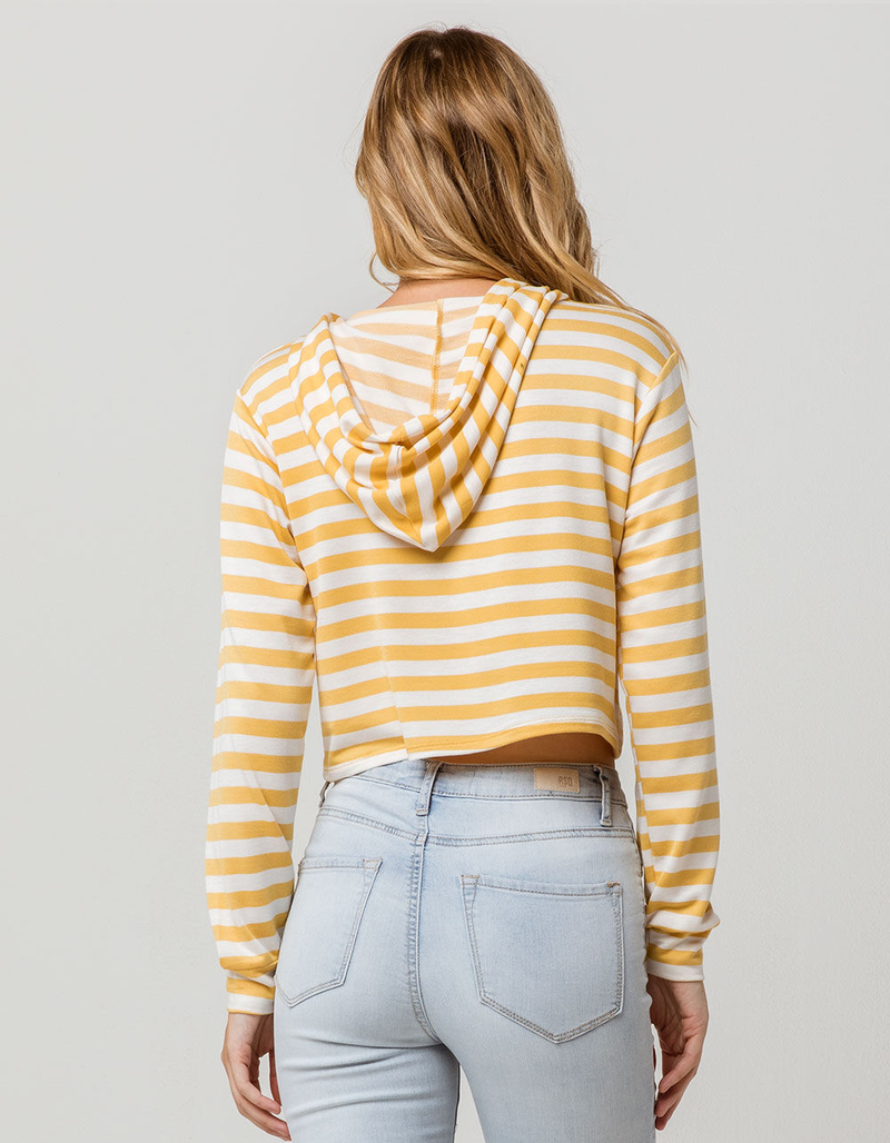 SKY AND SPARROW Stripe Mustard Womens Lightweight Hoodie image number 2