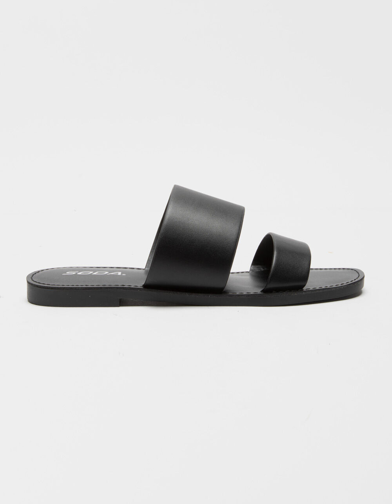 SODA Double Strap Womens Black Slide Sandals image number 1